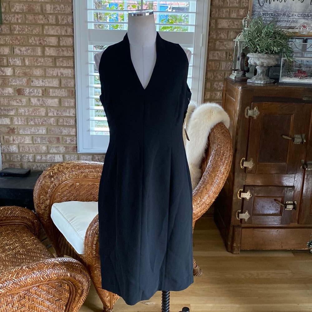 LAUREN Ralph Lauren BLACK V NECK SLEEVELESS DRESS 8 NEW